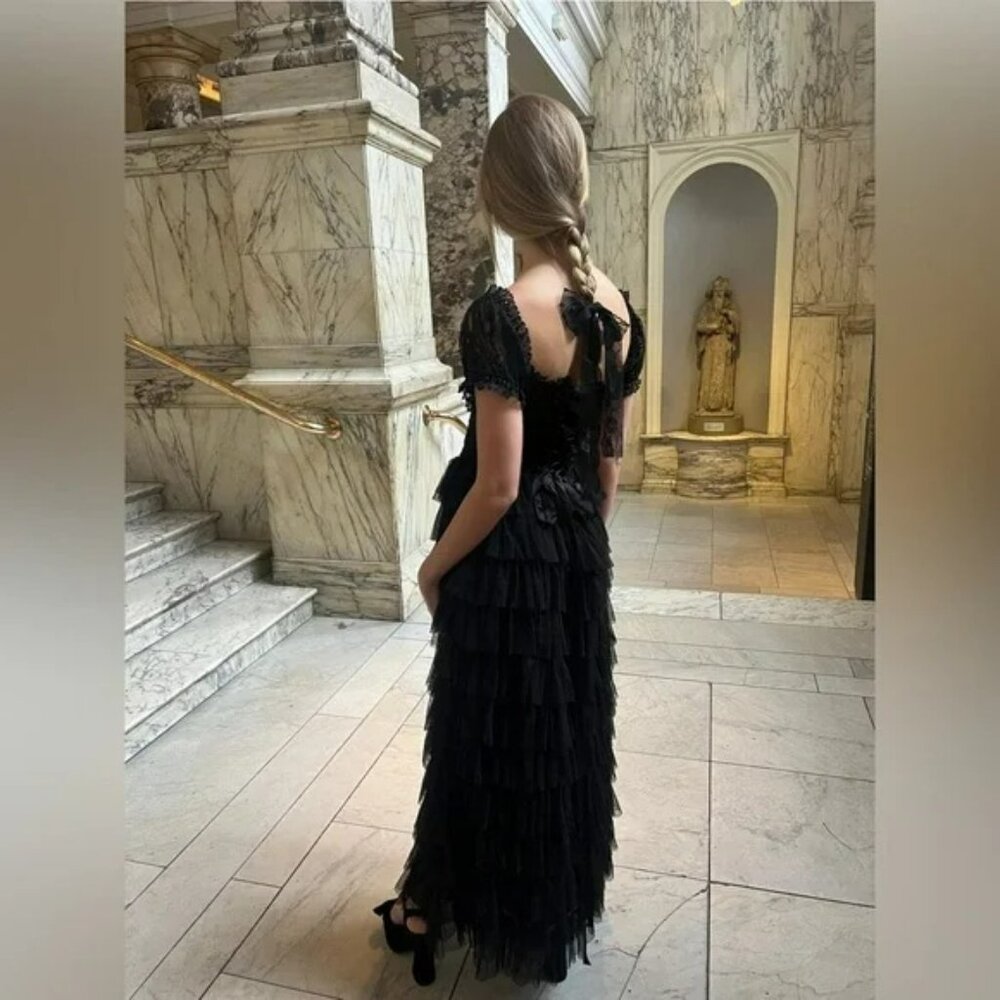 NWT AMY JANE LONDON Sofia Tulle Maxi Dress Black. SZ M - Picture 4 of 7